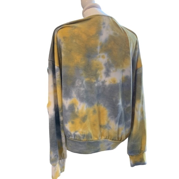 LUSH women's size medium tie dye sweatshirt, yellow, grey and white - Picture 3 of 4
